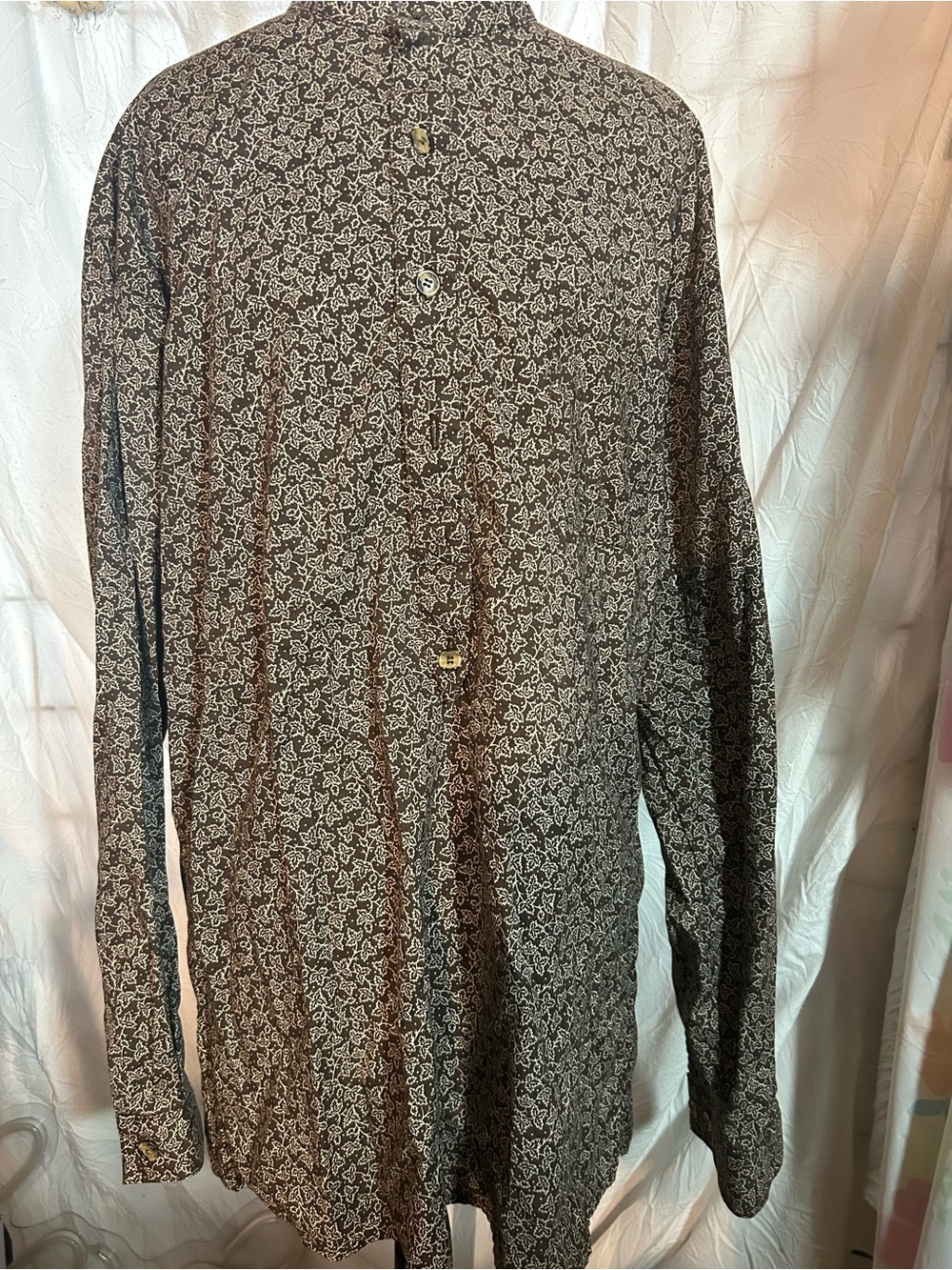 Vintage Women's brown Printed Long-Sleeve Tunic Top XXL